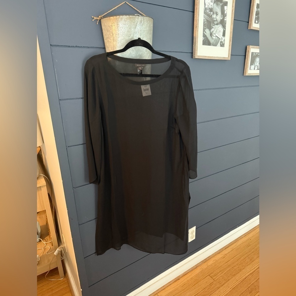 J Jill Silk Bikini Swim Cover Up black Dress NWT medium